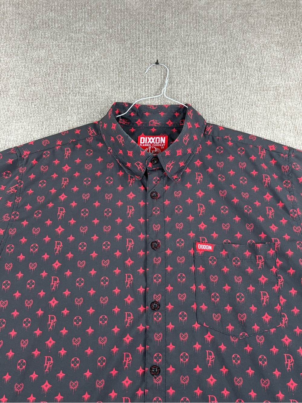 Dixxon Flannel Company Party Shirt The Bougie Men's 2XL Black Red All Over Print